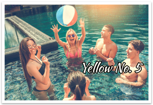 Yellow No. 5 Pool Sticker - All Weather Vinyl Decal 5.53in x 3.75in