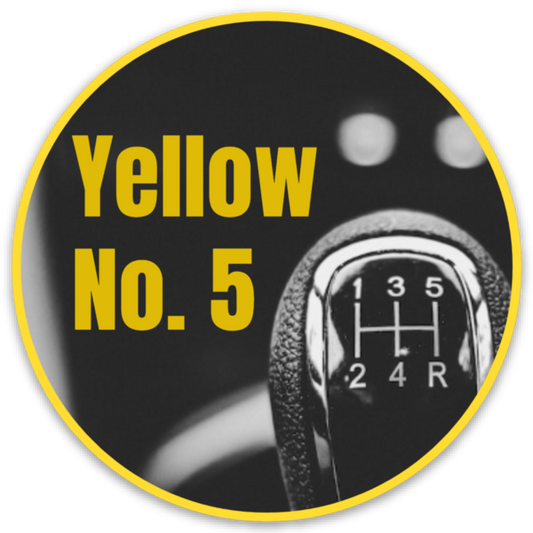 Round Yellow No. 5 Stick Shifter Vinyl Decal Sticker 3in X 3in All Weather