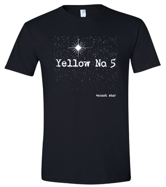 Yellow No. 5 | Vacant Star T-shirt | Various Sizes | Black | Softstyle