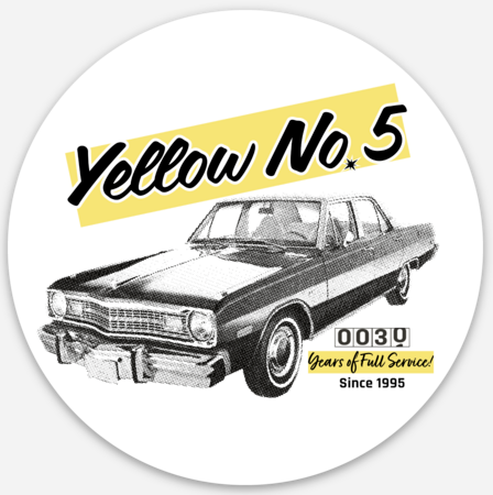 Round 30YR Anniversary Yellow No. 5 Vinyl Decal Sticker 3in X 3in All Weather