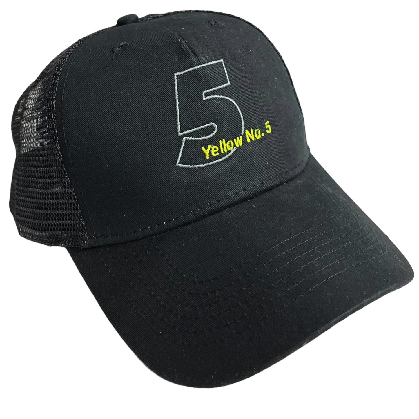 Yellow No. 5 Infield Trucker Mesh Snapback Cap Black/Slate and Black/Black One Size Fits Most