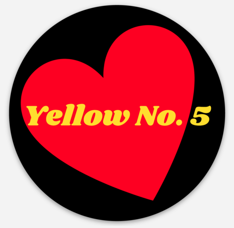 Round Heart Yellow No. 5 Vinyl Decal Sticker 3in X 3in All Weather