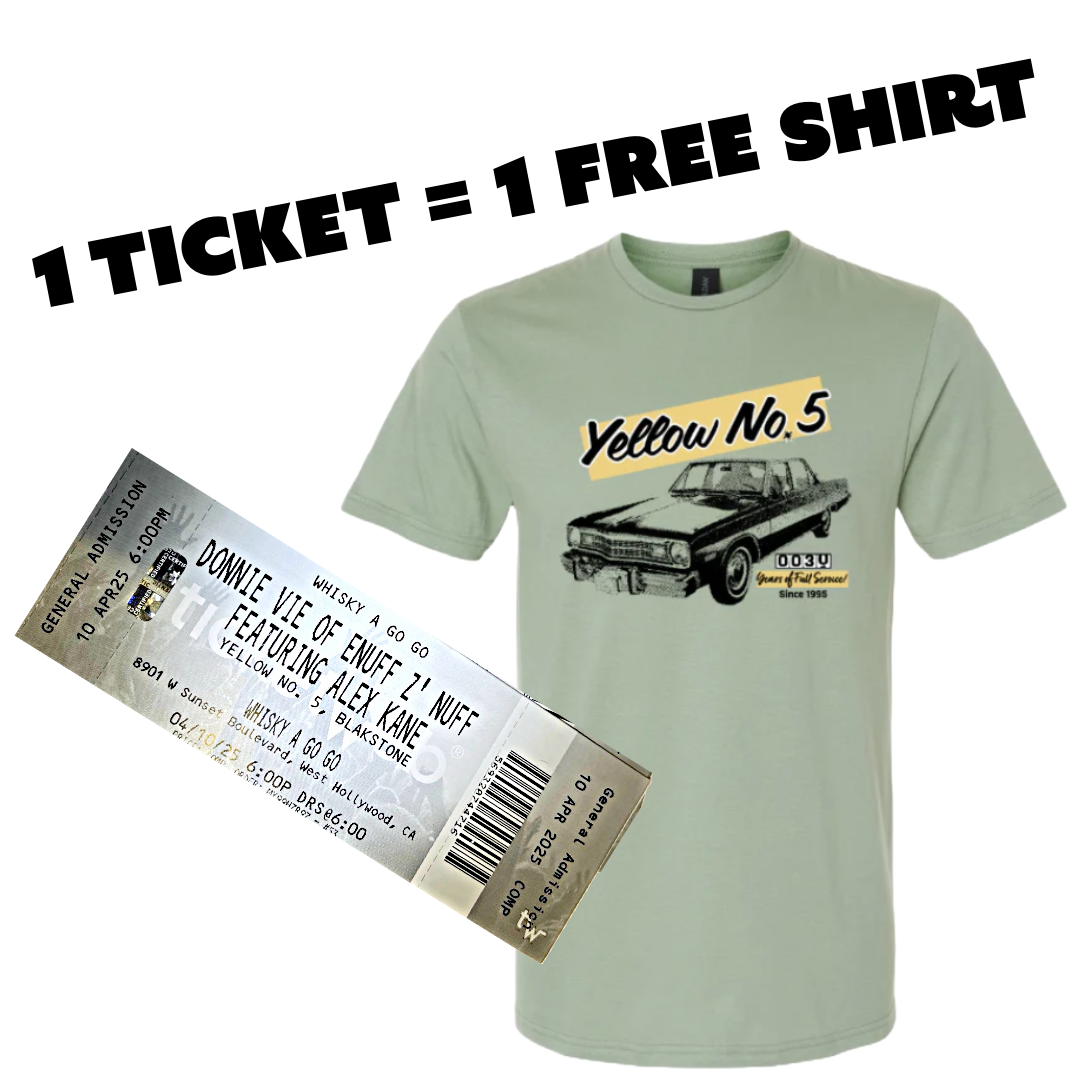 FREE T-Shirt w/ Every Ticket Purchased from Yellow No. 5 for Whiskey A Go Go Thursday, April 10th