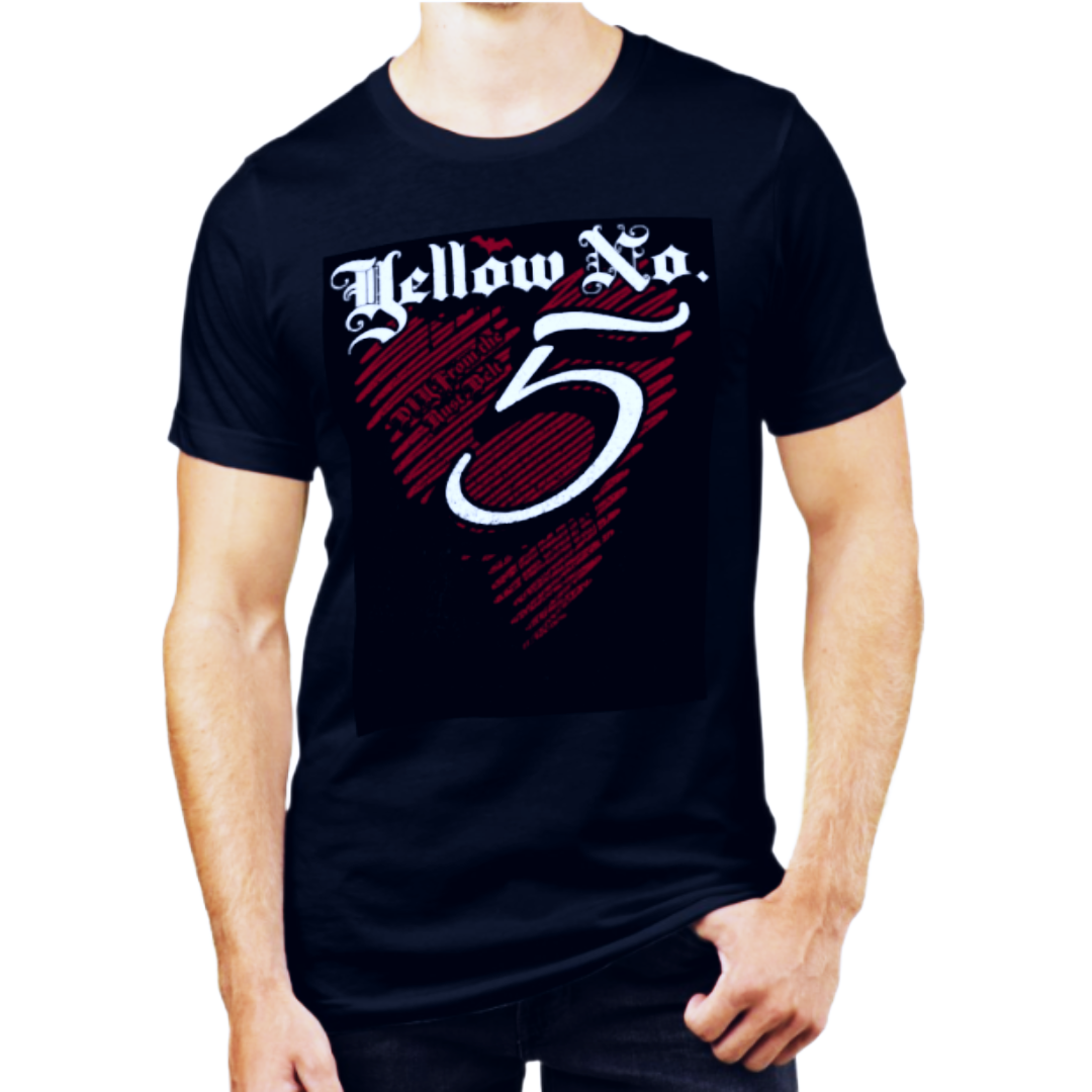 Yellow No. 5 | Rusty Heart T-shirt | Various Sizes | Black | Softstyle