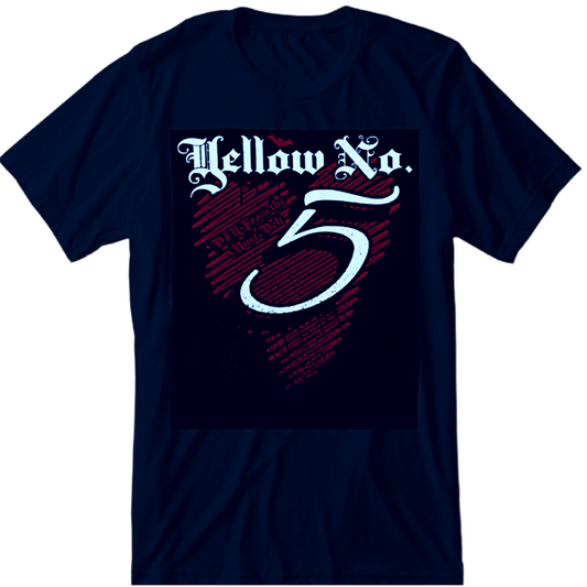 Yellow No. 5 | Rusty Heart T-shirt | Various Sizes | Black | Softstyle