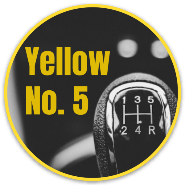 Round Yellow No. 5 Stick Shifter Vinyl Decal Sticker 3in X 3in All Wea